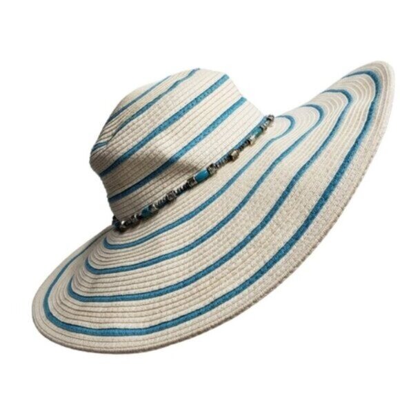 Royal Road Trading Co Sun Women's  Beach Hat Wide Brim Floppy Striped - Picture 3 of 10